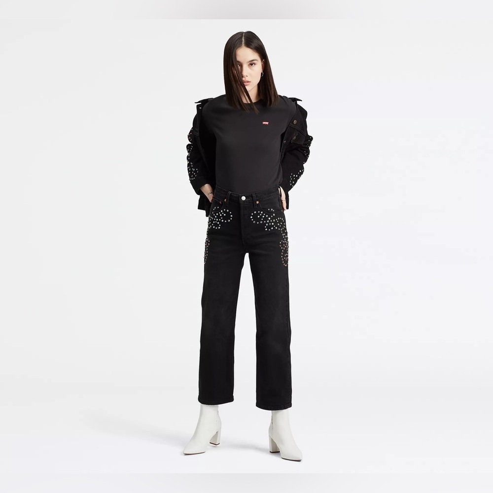 LEVI’S Ribcage Straight‎ Studded Jeans Size 30 - Picture 11 of 13